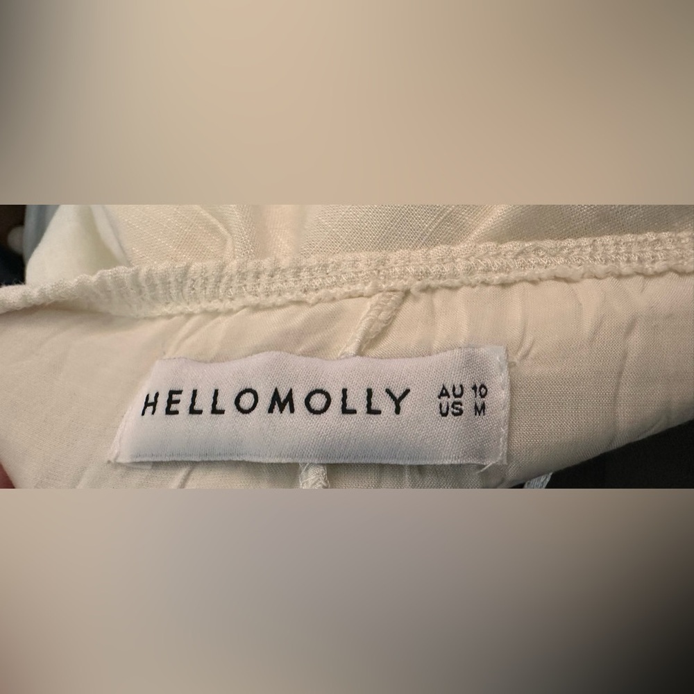 Hello Molly Linen Cotton Ivory Jumpsuit Size Medium - Picture 4 of 6